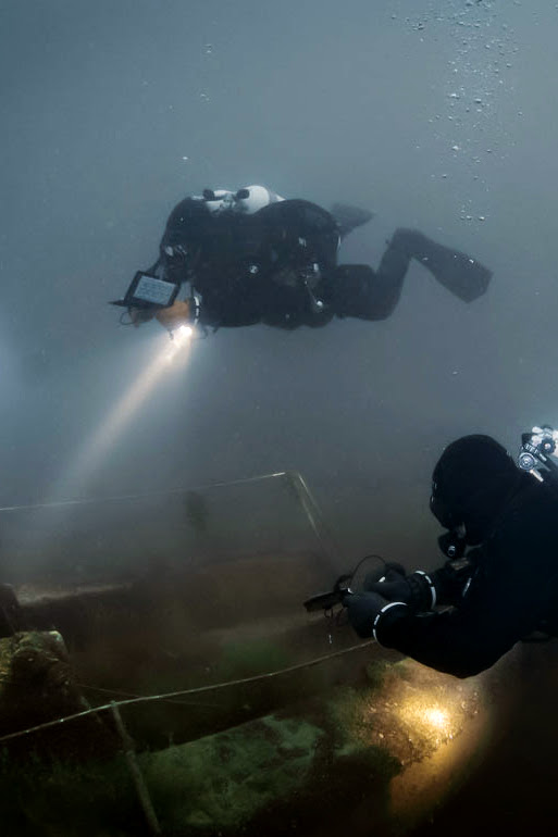 Diver photographing underwater